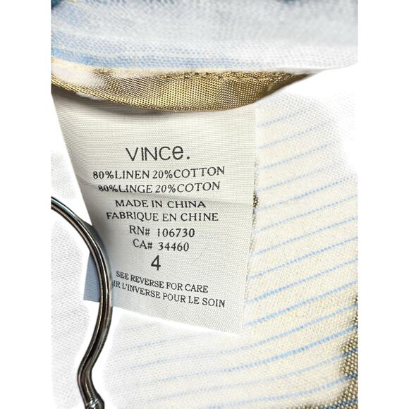 Vince Linen Ombre Pencil Skirt Blue and Tan with pinstripes Size 4 Retail $188 - Picture 5 of 6